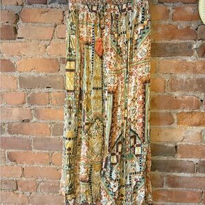 Rachel Zoe Orange Pleated A-Line Maxi Skirt